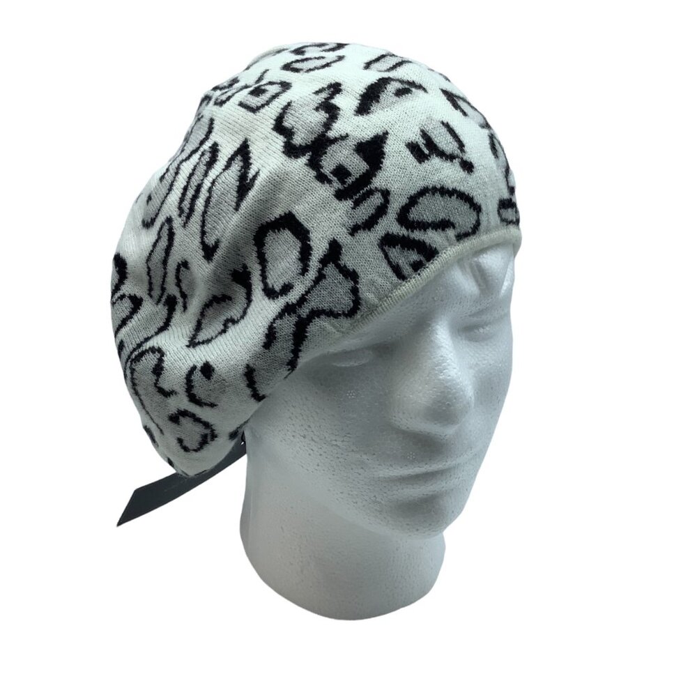 BCBG Max Azria Leopard Beanie Cap Hat NWT Women One Size Animal Print